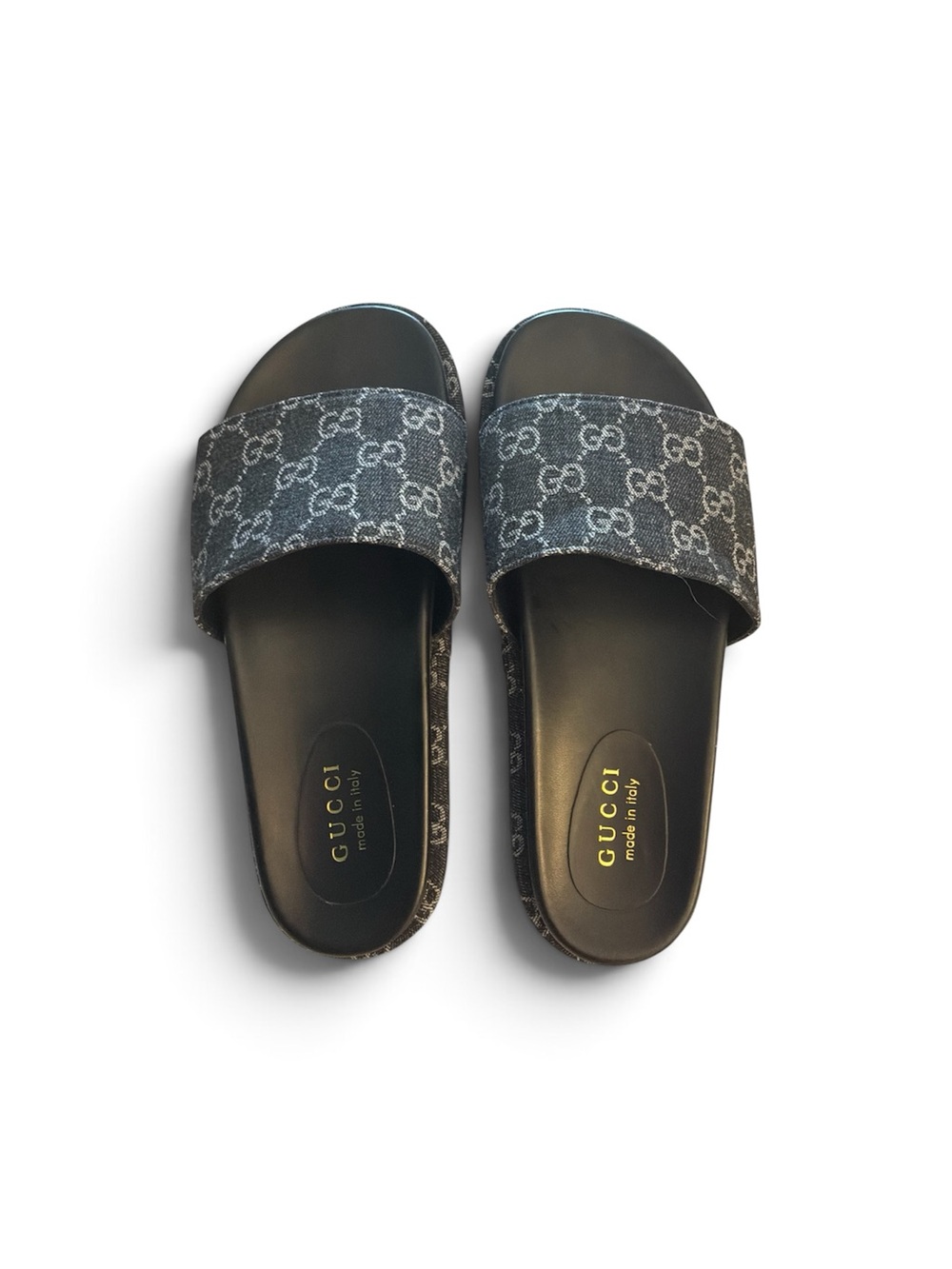 Gucci Angelina Denim GG Canvas Slide Sandals